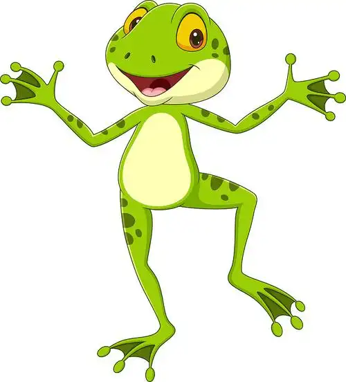 卡通有趣的青蛙摆姿势在白色的背景图片