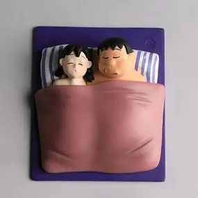 胖虎静香 比心胖虎 毁童年系列 q版恶搞车载机箱手办动漫模型