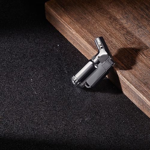 灵魂防风直冲喷火枪高温小焊枪反复充气式气体打火 小号火机枪银色