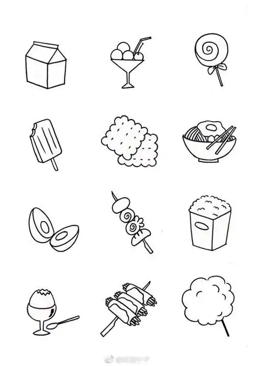 套餐饭食物的简笔画