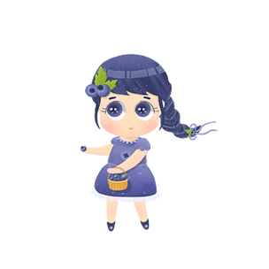 卡通可爱蓝莓水果拟人化蓝莓女孩