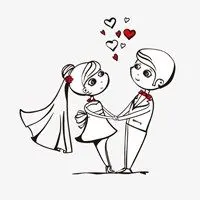 手绘卡通新郎新娘情侣头像一对两张点击鼠标右键下载