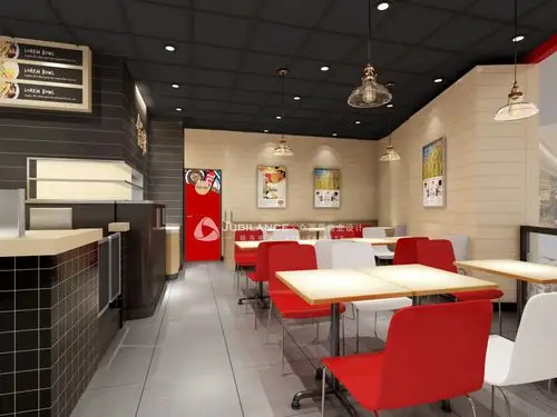 首页 连锁餐厅设计 第六,餐桌数量的装备和依据快餐店的规划来进行