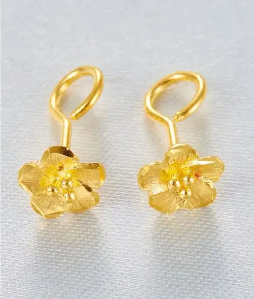 梅花耳钉黄金耳钉足金耳饰花朵造型耳饰