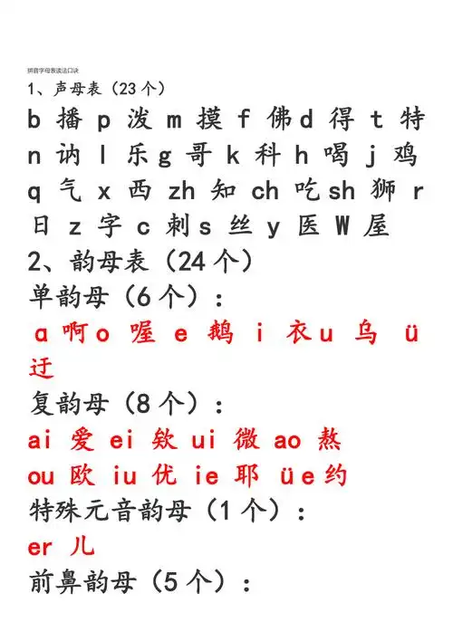 拼音字母表读法口诀docx