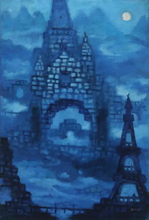 【蓝色交响曲-巴黎组曲之二 油彩 画布】拍卖品_图片_价格_鉴赏_油画