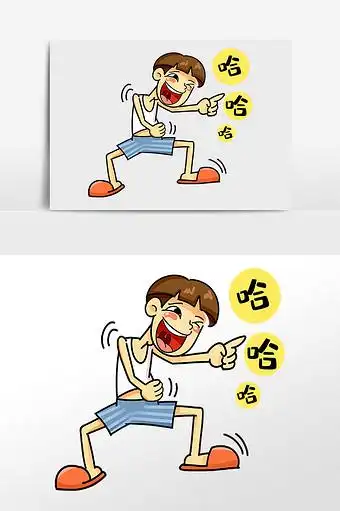 卡通可爱男孩哈哈大笑