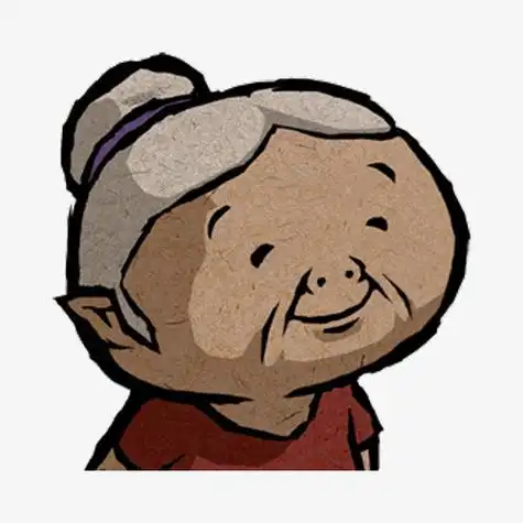 手绘微笑的老婆婆免抠