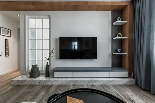 现代北欧风格三居电视背景墙装修效果图