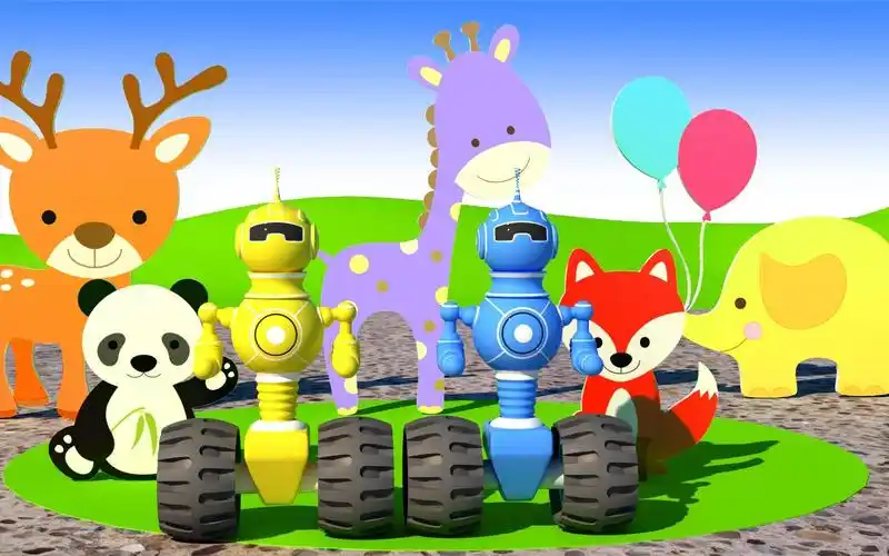 机器人动物卡 少儿益智早教动画 工程车玩具动画片儿童挖掘机视频