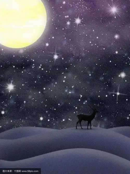 蓝色梦幻唯美星空麋鹿海报背景