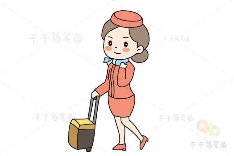 乘务员卡通简笔画