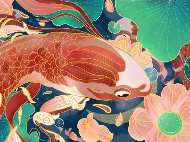 国潮锦鲤动物插画