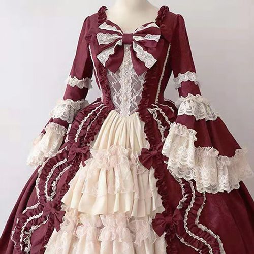 xierweilolita花嫁长袖op裙装宫廷公主裙成人礼服华丽长裙洛丽塔大码