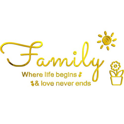 family创意英文贴纸自粘现代简约3d立体墙贴客厅软装墙贴