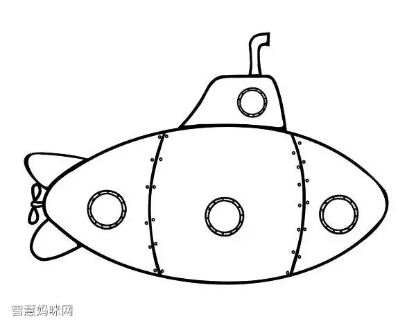 军用潜艇简笔画图片
