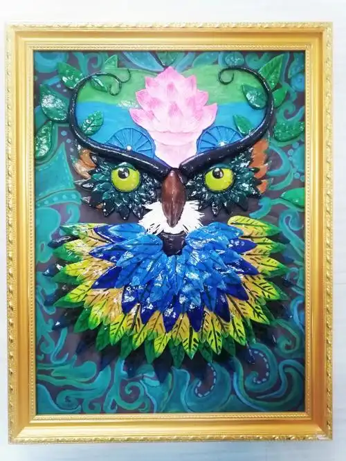超轻粘土画猫头鹰