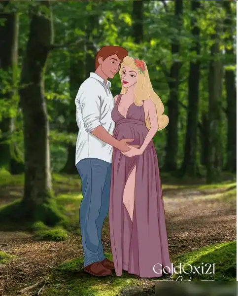 睡美人和王子的孕期照选择在森林里.