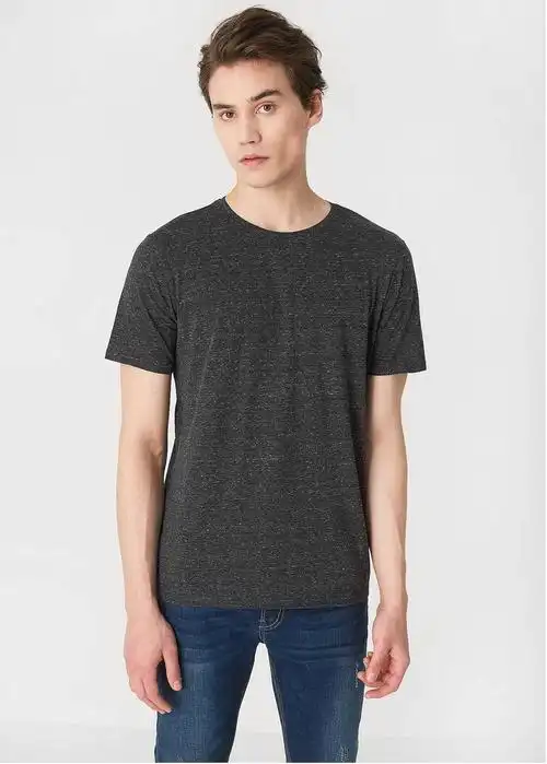 深色花纱圆领短袖t恤男