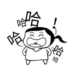 哈哈哈简笔黑白马尾小女孩表情包