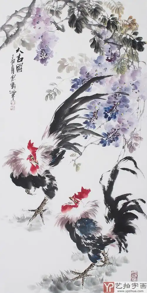 已售石云轩四尺竖幅写意花鸟画大吉图