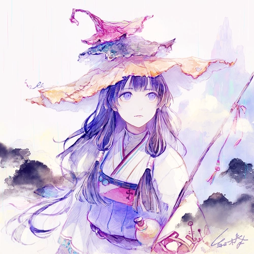 「雨伞の巫女」/「红木春」のイラスト [pixiv]