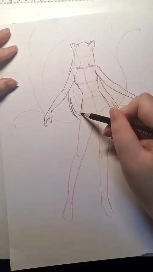 教画九尾狐!身体打结构!有没有感觉简单一点?-度小视