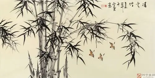 何华贤 四尺墨竹图《凌云竹》 颍淮书画名家 - 竹子画 - 99字画网