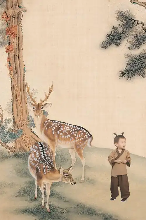 一组灰常勉强的儿童工笔画图片