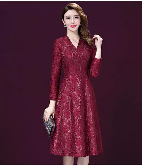 装高贵小个子妈妈喜庆大码连衣裙婚庆婆婆装婚礼服暗红色4xl140150斤