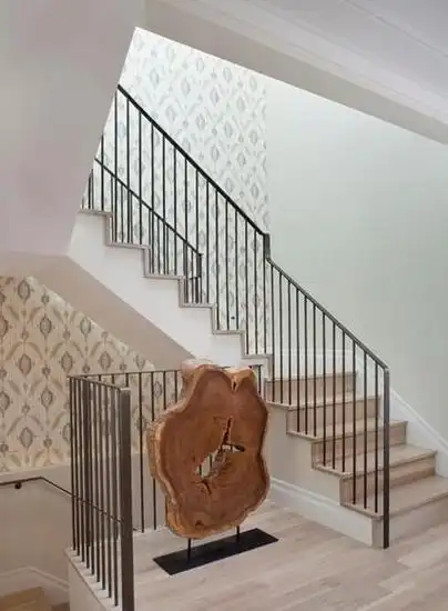 现代简约风格餐厅复式别墅小清新白色简约室内阁楼楼梯装修图片效果图