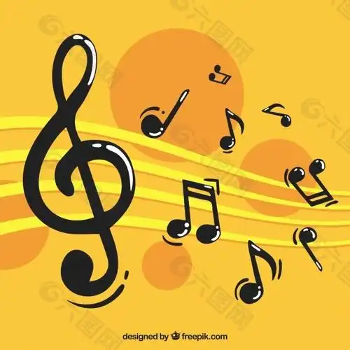 黄色背景音乐音符