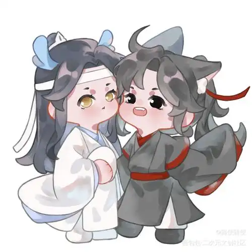 宝贝贴贴!_魔道祖师忘羡蓝忘机魏无羡古风q版同人绘画作品
