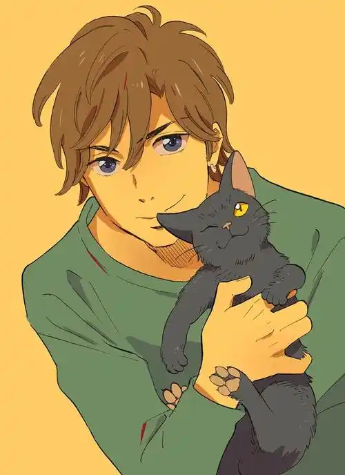 优心|尾崎かおり的猫和男孩插画图片