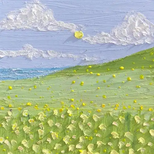 高山草甸油画景色头像