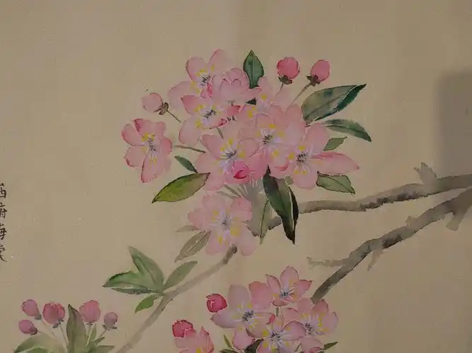 国画没骨花鸟早春海棠
