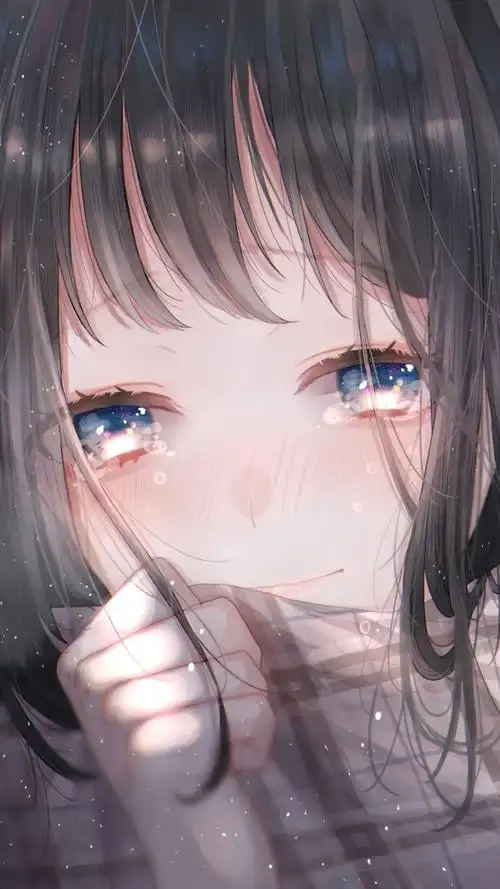 短发戴眼镜的动漫少女侧脸手机背景图片