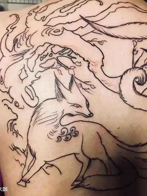 九尾狐_纹身图案手稿图片_云鬼的纹身作品集