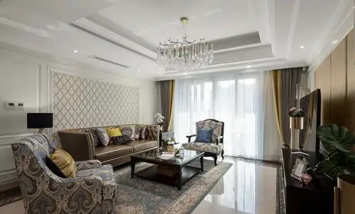 客厅三层石膏线条吊顶装修效果图