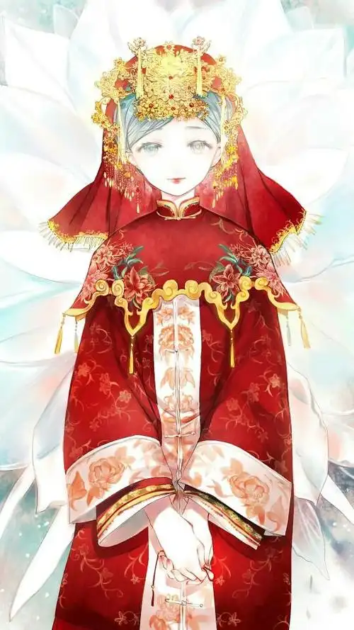 动漫古风女子出嫁壁纸桃花好朱颜巧凤袍霞帔鸳鸯袄