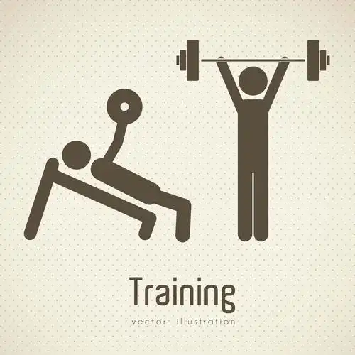 健身房的图标,健身房图标, 点背景, 矢量插画的插图