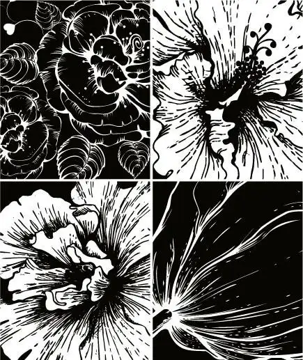 黑白花卉花朵矢量素材矢量图_欧式花纹边框_花纹花边_底纹边框_矢量图