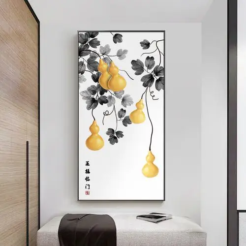 现代中式玄关装饰画茶室禅意葫芦挂画酒店民宿现代装饰画