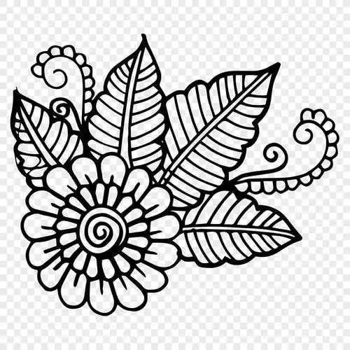 矢量手绘创意线条花卉装饰图案