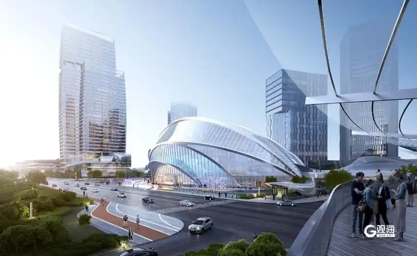 世界之眼钢拱结构合拢封顶邮轮港区地标建筑明年建成投用