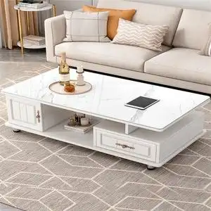 家用茶几玻璃款横压抽屉简约现代创意茶桌小咖啡桌客厅家具板式桌
