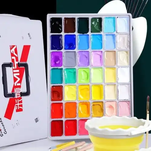 米娅水粉一方原颜cj超级水粉24色42色丙烯颜料80ml/90ml学生绘画