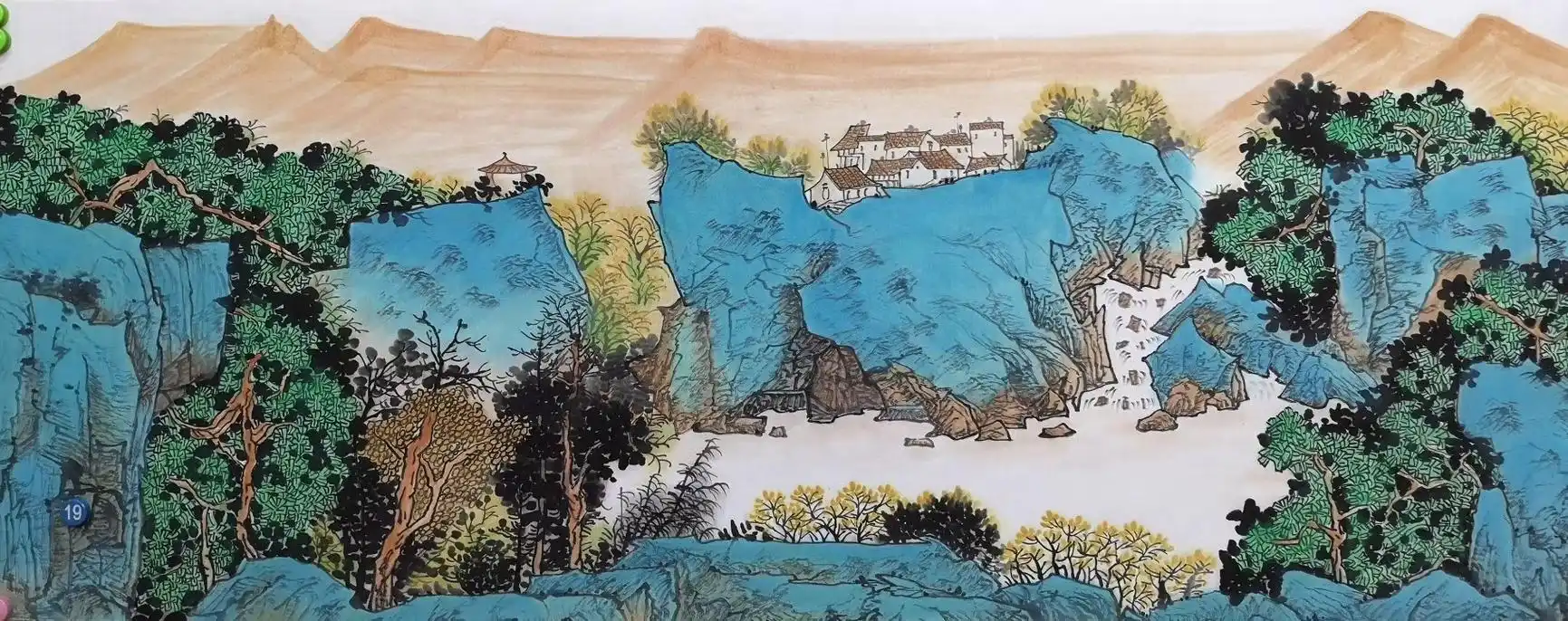 仿满维起青绿山水国画作品