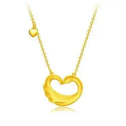 chow tai fook 周大福 时尚天鹅心形足金黄金项链/吊坠