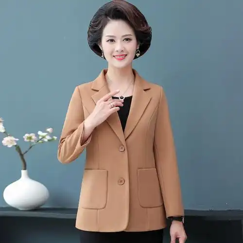 时尚气质西服上衣2023新款西装外套春秋季妈妈装40岁50中老年女装